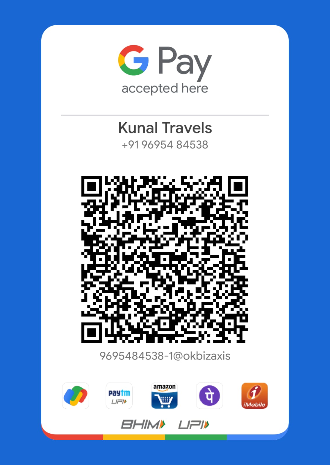 Kunal Travels Payment Details
